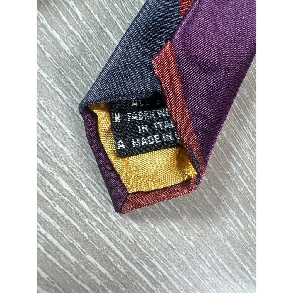 Vintage Christian Dior Monsieur Silk Tie- Burgundy, Plum Gray‎ Diagonal Stripped